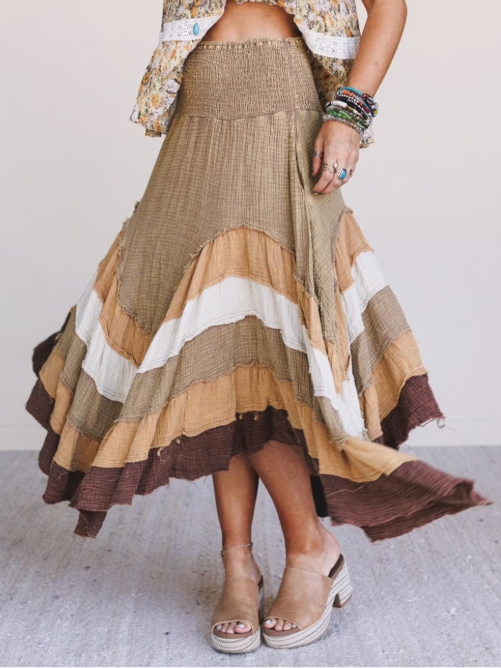 Oli & Hali Smocked Ruffle Tiered Maxi Skirt NWOT - Picture 3 of 11
